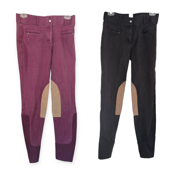 Dover Saddlery Equestrian Riding Pants Breeches Pair of Two Plum / Black Size 28 - Picture 1 of 5